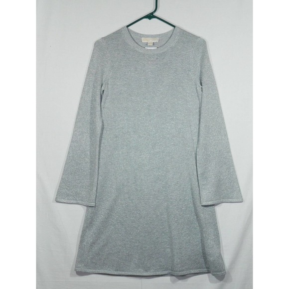 Michael Kors Women Pearl Heather Glitter Bell Sleeve Pullover Sweater Dress XS - Picture 1 of 11